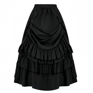 Falda medieval gótica renacentista de mujer, estilo en capas, negra, verde, marrón, para actuaciones de adultos, sin etiqueta - Product Image 5