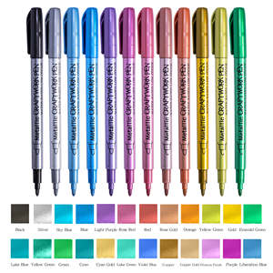 Marqueur double pointe <span class=keywords><strong>Guangna</strong></span> aux couleurs métalliques, pointe pinceau et pointe fine, 12 couleurs, effaçable à sec et à l'eau, 1,5 mm, capacité 3 ml, logo personnalisé - Product Image 6