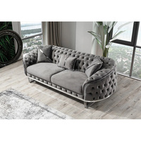 Ensemble de canapés en cuir véritable au design luxueux pour salon, avec structure métallique simple, pieds en velours, mobilier de maison, rembourrage en éponge