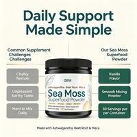 Poudre de superaliment Sea Moss avec Ashwagandha, racine de betterave, Maca, vanille 150g 30 portions