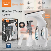 RAF R.34000 Aspirateur de vitres rechargeable 20W 3000mAh, chargement Type C, réservoir 100ml, nettoyeur de vitres avec raclette pour miroirs et fenêtres
