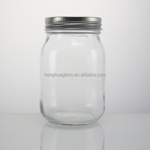 Nhà Sản Xuất 500Ml 16Oz Rõ Ràng Vòng Glass <span class=keywords><strong>Mason</strong></span> Jar Cho Mứt Mật Ong Dưa Thực Phẩm Lưu Trữ Container Với Nhôm Vít Cap Trong Kho - Product Image 2