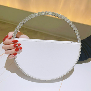 Stylish New Designer Handbags Heart Ladies Light Women's Purses Diamond Frame <strong>Hook</strong> <strong>Loop</strong> Closure Single Handle PU Polyester - Product Image 3