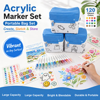 Ensemble de marqueurs à peinture acrylique OEM, système d'encre liquide, forte couvrance, 80 couleurs, stylo marqueur acrylique, emballage personnalisé avec logo, usine