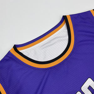 Maillots de basket-ball unisexes réversibles respirants à séchage rapide de haute qualité 100% polyester personnalisés Sublimés Blanc Bleu Imprimés - Product Image 4