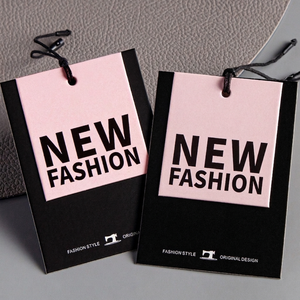 Etiquetas colgantes gruesas para ropa con logo impreso, etiquetas colgantes para prendas en rosa y negro, etiquetas de <span class=keywords><strong>precio</strong></span> personalizadas para ropa de boutique - Product Image 2