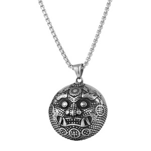 Collar de Moda para Hombre con Colgante Pixiu de Cabeza de Tigre y Diseño de Zodiaco Animal en Acero Inoxidable Envejecido - Product Image 5