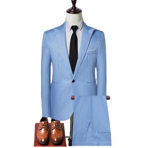 Traje de Dos Piezas para Hombre, Primavera 2026, Tallas Grandes, Corte Entallado, Cierre de un Botón, Transpirable, Estilo Casual de Negocios, Color Sólido, Logotipo Personalizado - Product Image 1