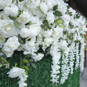 J-064 Sfondo Floreale Artificiale con Supporto in Tessuto Bianco, Parete Verde Decorativa per Matrimoni Ispirata all'Amazzonia - Product Image 4