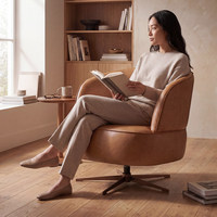 [En stock] Petit canapé, fauteuil pivotant à dossier rembourré, chaise individuelle pour bureau et salon, confortable pour une longue assise sans fatigue, léger