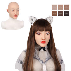 Femme Halloween Silicone Simulation Visage Poupée Masque Couvre-chef Chauve Beauté Masque Visage - Product Image 1