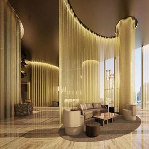 Logam Aluminium dekoratif kawat perapian jaring melengkung rantai air tirai dinding arsitektur baja Drap - Product Image 6