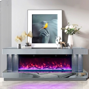 Mobile TV di Lusso Moderno in Legno con Display LED e <span class=keywords><strong>Simulazione</strong></span> di Fiamme, Mobile Porta TV con Caminetto per <span class=keywords><strong>Soggiorno</strong></span> - Product Image 3