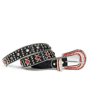 Cintura Western da Cowboy con Strass Rossi, Cintura Bling Bling con Cristalli e Diamanti <span class=keywords><strong>per</strong></span> Uomo, Cinto De Strass - Product Image 2