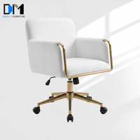 Fauteuil de bureau exécutif DM Light Luxury en tissu avec roulettes, structure en métal doré, pour réception et salon de manucure