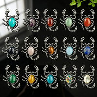 Pendentif Scorpion en Alliage en Gros avec Corps en Pierre de Cristal Naturel Mélangé, Breloque Gothique pour Femme et Homme, Cadeau Bijou