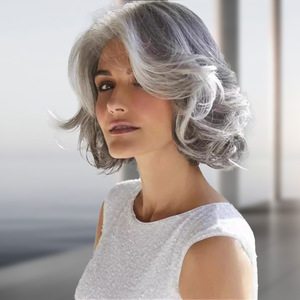 Của phụ nữ afro sóng ren phía trước Tóc Giả Trong Suốt Ren mật độ 180% dài xoăn màu Xám-Trắng tóc ngắn Fluffy Side phần dài <span class=keywords><strong>bangs</strong></span> - Product Image 4