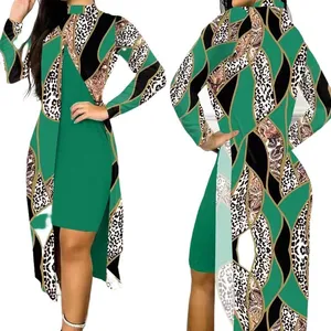 Nouvelle mode 2023 été décontracté Baroque imprimé léopard fente asymétrique tenue décontractée robes élégantes femmes Sexy femme vêtements
