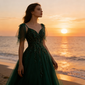 Verde smeraldo Plus Size abito da sera con strascico Sweep-elegante abito da dea <span class=keywords><strong>per</strong></span> il Gala - Product Image 6