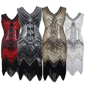 New Women <strong>Plus</strong> <strong>Size</strong> 4xl Sequin Paisley <strong>Flapper</strong> Tassel Glam Party Cocktail Evening <strong>Dresses</strong> - Product Image 1