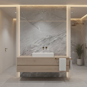 Baldosas de Mármol Modernas Personalizadas, Color Gris Florecia, Losas para Paredes y Pisos, Piedra Natural Cortada a Medida, Impermeables, para Sala de Estar de Villa, Diseño Gráfico - Product Image 1