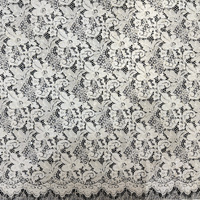 Tissu en dentelle brodée de sequins floraux de luxe YY, mélange coton et nylon, noir brillant, tissu en dentelle perlée pour robe Abaya et Kaftan