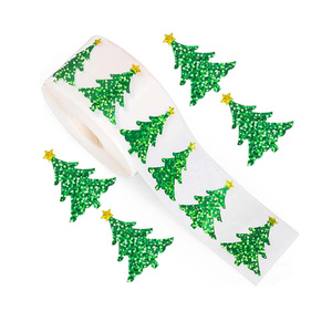 Adesivos Redondos de 3cm com 500 Unidades, Impermeáveis, em PET, Autoadesivos, com Tema de Chapéu de Papai Noel Vermelho a Laser, para Selagem de Caixas de Presente, Adesivo de Desenho Animado - Product Image 6