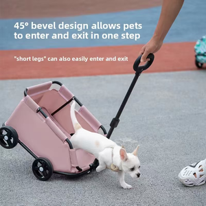 Chariot pliable pour animaux <span class=keywords><strong>de</strong></span> compagnie Meow Knight, chariot <span class=keywords><strong>de</strong></span> voyage double usage pour chiens et chats, chariot portable léger en tissu Oxford pour petits chiens - Product Image 2