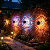 Lampe murale de projection solaire Mandala en gros, motif floral décoratif pour jardin extérieur, lampe de nuit à changement de couleur