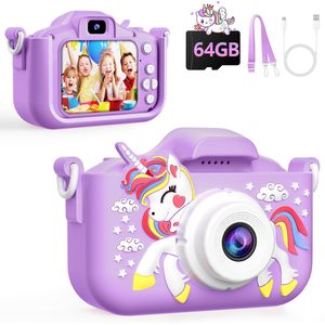 Cartão SD de 64GB, Câmera Infantil <span class=keywords><strong>Mini</strong></span> Cute com Tema de Unicórnio Roxo, Câmera HD 1080P para Presentes de Crianças, Câmera de Brinquedo para Selfies - Product Image 1