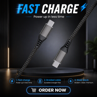 Câble de charge rapide PD 65W Type-C vers Type-C 1M Câble de données tressé en nylon pour téléphones et ordinateurs portables