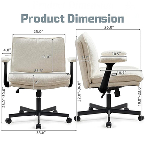 Envío Gratuito, <span class=keywords><strong>Silla</strong></span> de Oficina Ergonómica con Respaldo Bajo, Asiento Ancho Ajustable, Base de Metal con Ruedas y Patas Cruzadas - Product Image 2