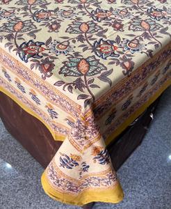 Meilleur prix haute qualité main bloc imprimé nappe Floral coton couverture de Table tissu coureur tapis décor à la maison serviette ensemble - Product Image 5