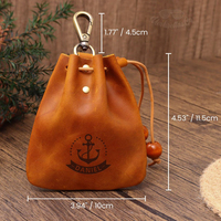 Sac à dés en cuir véritable avec serrure Sac en cuir de vachette Dnd Table Top Gaming D20 Board Games Graved Leather Dice Storage Pocket Bag