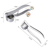 4-in-1 Knoflookpers, -knijper, -hakker en -stamper van legering, met opener, walnootkraker en kastanjeklem