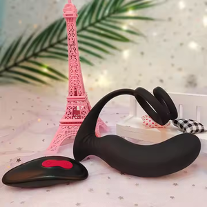 Best Verkopende 3 In 1 Man Mannelijke Siliconen Penis Ring Vertraging Tijd Afstandsbediening Vibrerende Haan Ring Elektronische Prostaat Massager - Product Image 3