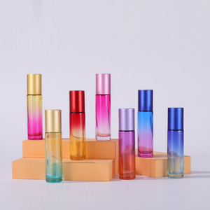 Rotolo di vetro di colore sfumato arcobaleno ombre da 10ml su bottiglia bottiglia di olio essenziale con rullo in acciaio - Product Image 2