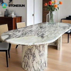 Stonesun hiện đại Matt 3 Meter ý calacatta Viola đá cẩm thạch bàn ăn thiết lập cho khách sạn sang trọng nhà bếp diningroom đồ nội thất nhà - Product Image 6