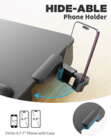 SAIJI Nouveau grand bureau d'ordinateur portable en cuir de qualité supérieure, support de téléphone escamotable, poignée de transport légère, design ergonomique concave, écologique