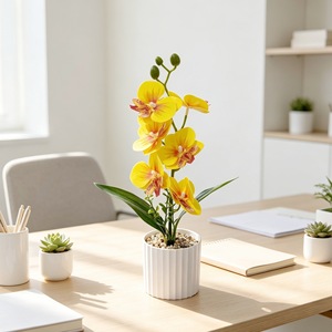Nouvelle Plante Artificielle Phalaenopsis à 6 Fleurs en Pot, Ornement pour la Décoration de la Maison, du Salon et du Bureau, Verdure en Plastique - Product Image 4