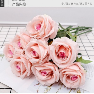 Ventes chaudes de fleurs artificielles en velours rose pour la décoration intérieure et extérieure, mariage et fête - Product Image 6