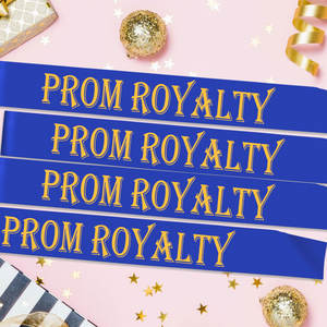 4 Fasce in Raso Blu Reale con Lettere Dorate Glitterate, Decorazioni per Feste di Laurea di Scuola Superiore o Università - Product Image 4