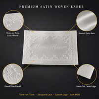 Étiquette personnalisée en satin tissé, étiquette de vêtement en dentelle ton sur ton, étiquette en tissu damassé pour vêtements de mariée, lingerie, robe de mariée