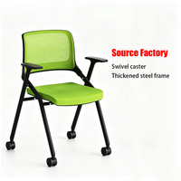 Chaise de bureau d'appoint en maille vert lime avec roulettes, siège rembourré, cadre en acier épaissi et accoudoirs – Vente en gros