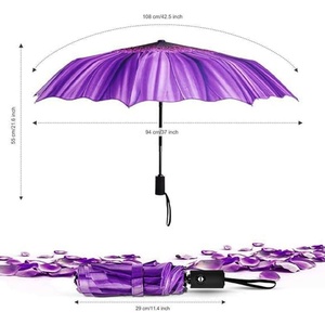 Modern Flower Pattern Full Color Printed Pongee Fully-<b>Automatic</b> Glass Fiber Ribs UV Resistant Advertising <b>Umbrella</b> Business - Product Image 1