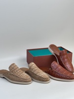 Chaussures pour hommes de conception italienne haut de gamme, 100% cuir de crocodile, mules décontractées, style unisexe