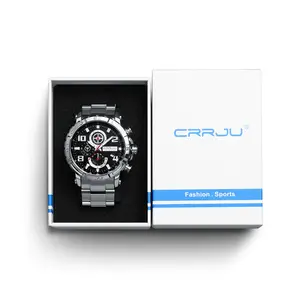Crrju手表橙色翻盖设计原装手表盒豪华礼品盒带礼品袋