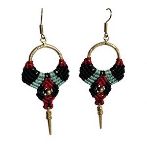 Pendientes Colgantes con Cuentas de Patrón Geométrico, Chapados en Oro de 22k, Estilo Bohemio, Joyería de Moda para Mujer, Certificados por IGI, Regalo - Product Image 1
