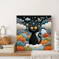 CHENISTORY Peinture par numéros DIY, cadeau d'Halloween, tableau sur numéros, chat noir, peinture acrylique par numéros pour adultes, cadeau DIY
