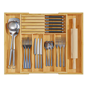 Organiseurs de <span class=keywords><strong>tiroirs</strong></span> de cuisine portables, séparateurs amovibles pour blocs à couteaux, organisation de couverts, d'ustensiles et de nourriture pour salle de bain - Product Image 1